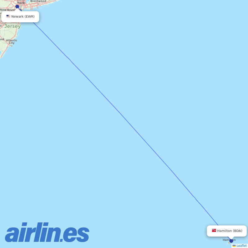 United Airlines from Hamilton destination map
