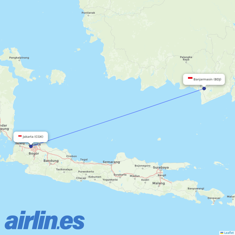 Garuda Indonesia from Syamsudin Noor destination map