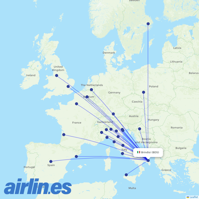 Ryanair from Casale destination map
