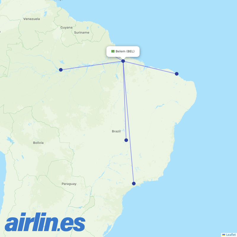 LATAM Airlines from Val De Caes destination map