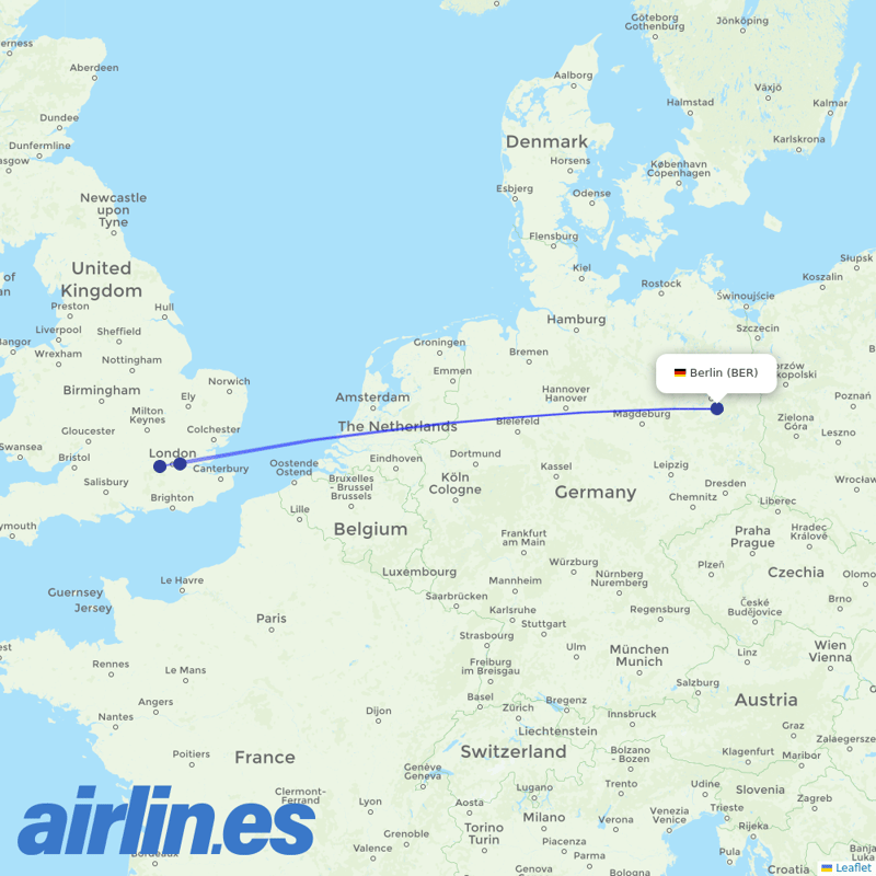 British Airways from Berlin Brandenburg Airport destination map