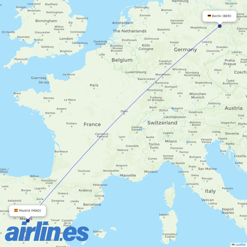 Iberia Express from Berlin Brandenburg Airport destination map