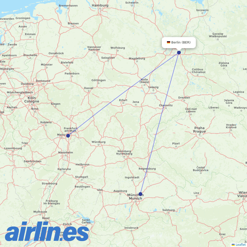 Lufthansa from Berlin Brandenburg Airport destination map