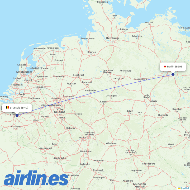 Brussels Airlines from Berlin Brandenburg Airport destination map
