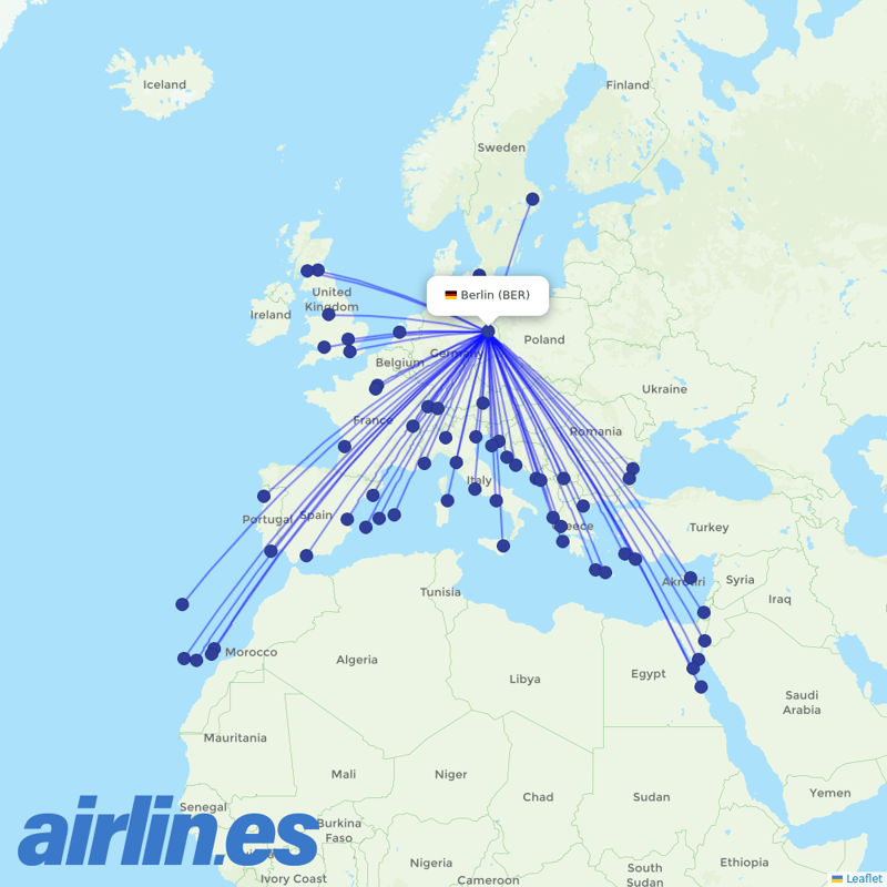 easyJet from Berlin Brandenburg Airport destination map
