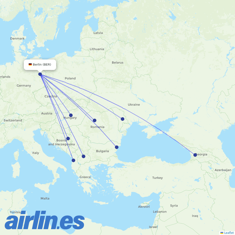 Wizz Air from Berlin Brandenburg Airport destination map