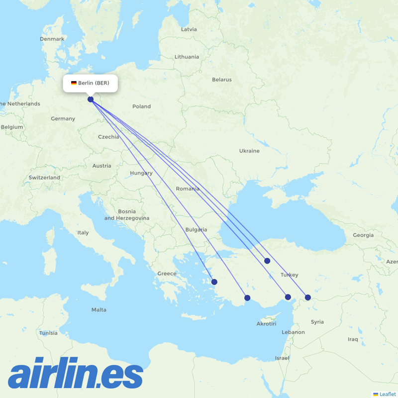SunExpress from Berlin Brandenburg Airport destination map