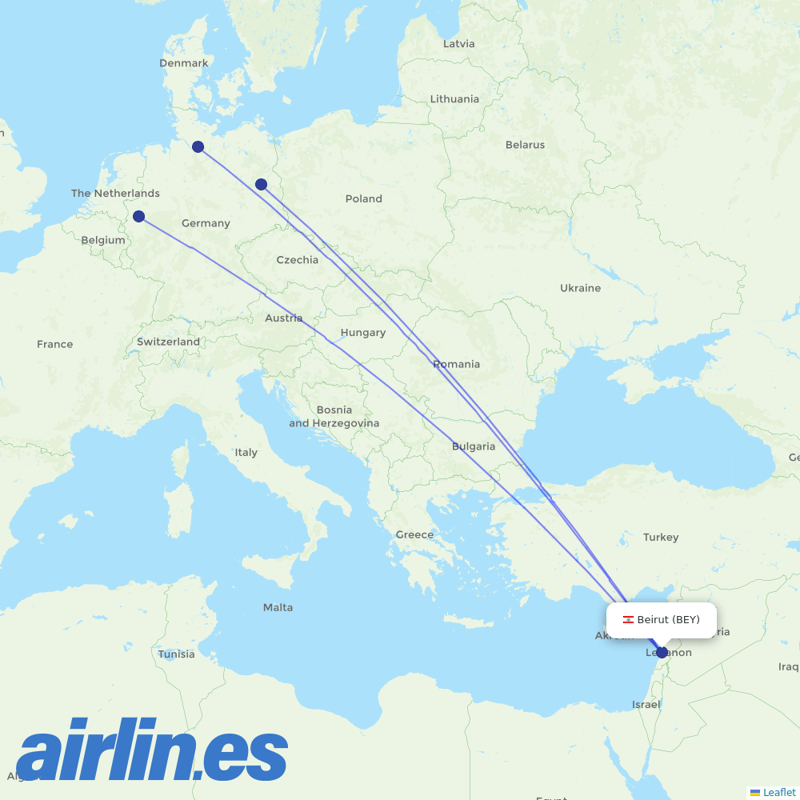 Eurowings from Beirut International Airport destination map