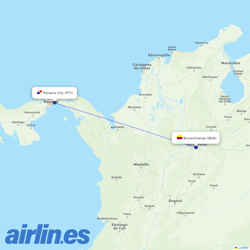 Copa Airlines from Palonegro destination map