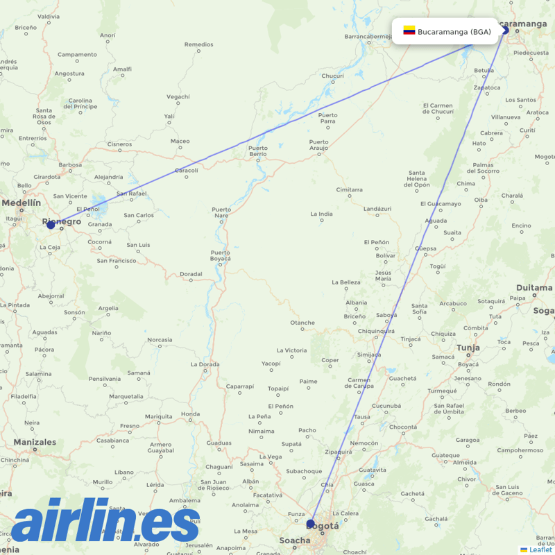 LATAM Airlines from Palonegro destination map