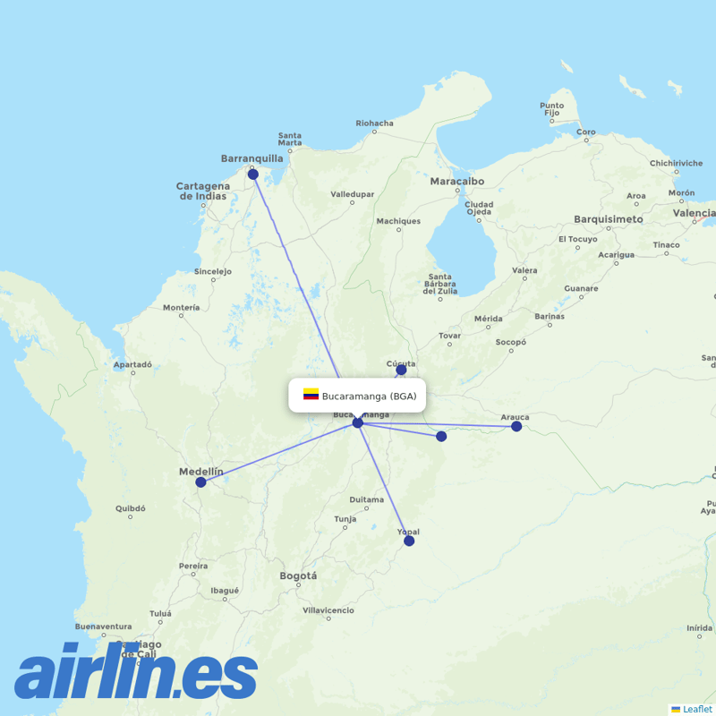 EasyFly from Palonegro destination map