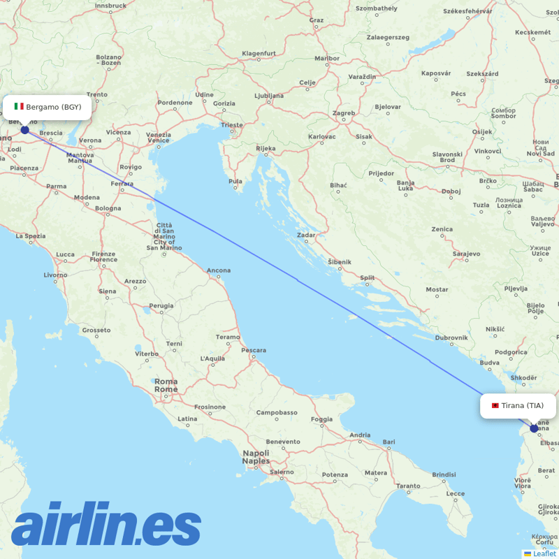 Albawings from Orio al Serio International Airport destination map