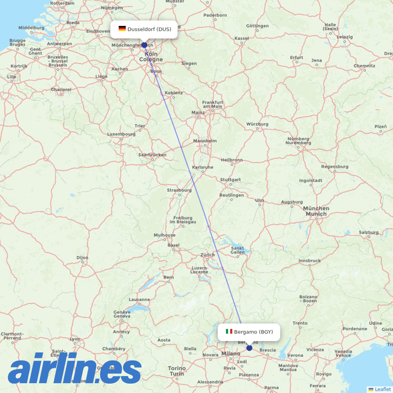 Eurowings from Orio al Serio International Airport destination map