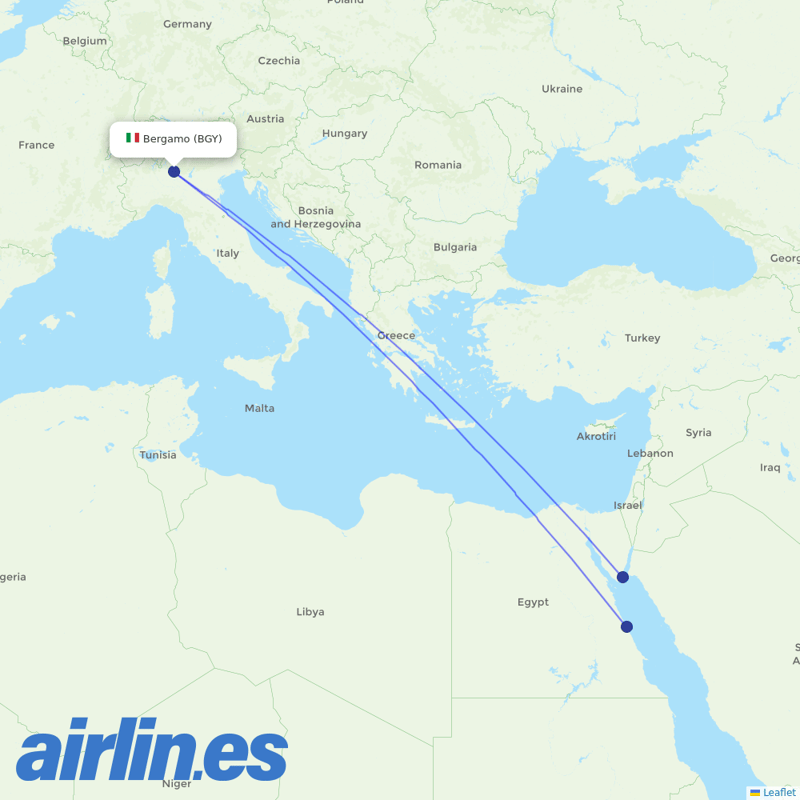 Neos from Orio al Serio International Airport destination map