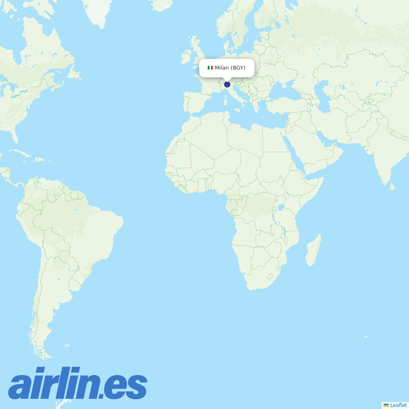 Air Albania from Orio al Serio International Airport destination map