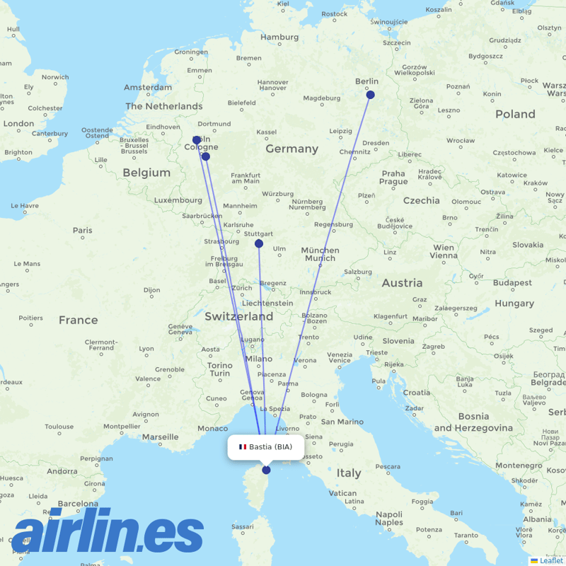 Eurowings from Poretta destination map