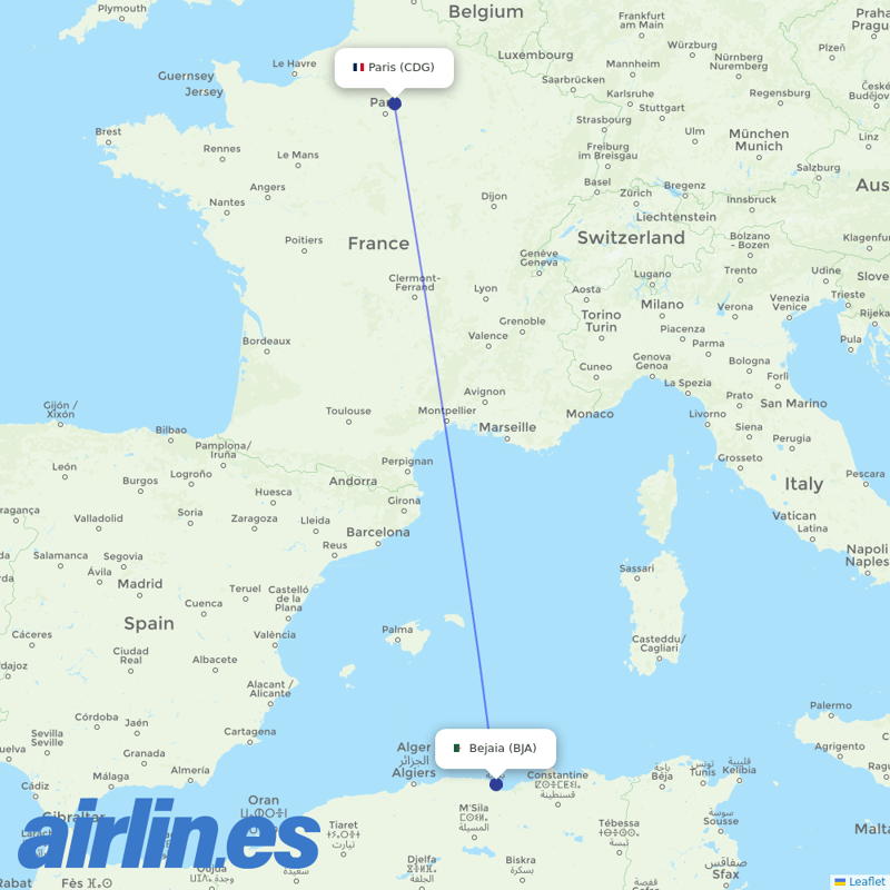 ASL Airlines France from Soummam destination map