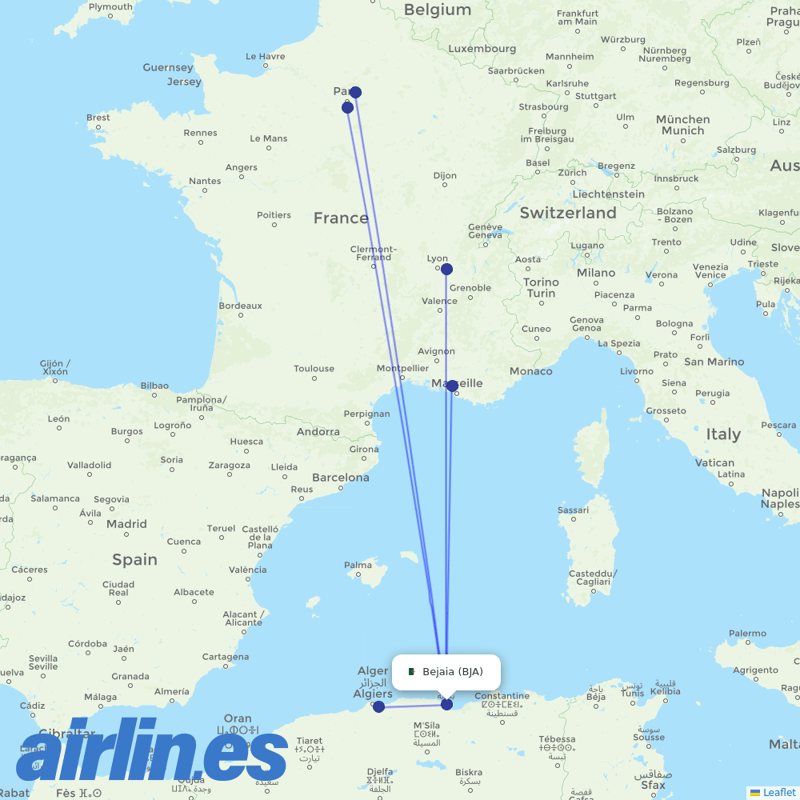 Air Algerie from Soummam destination map