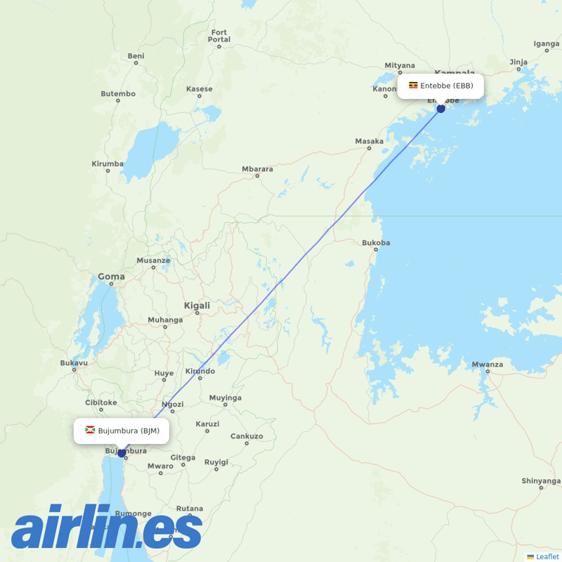 Brussels Airlines from Bujumbura International destination map