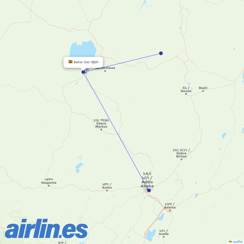 Ethiopian Airlines from Bahir Dar destination map