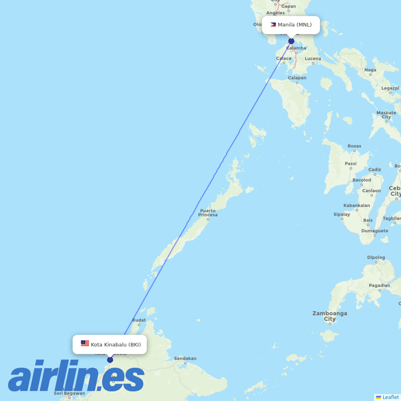 Cebu Pacific Air from Kota Kinabalu International destination map