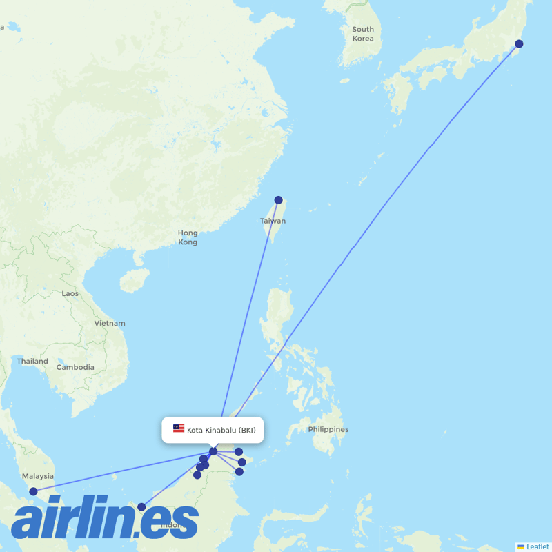 Malaysia Airlines from Kota Kinabalu International destination map