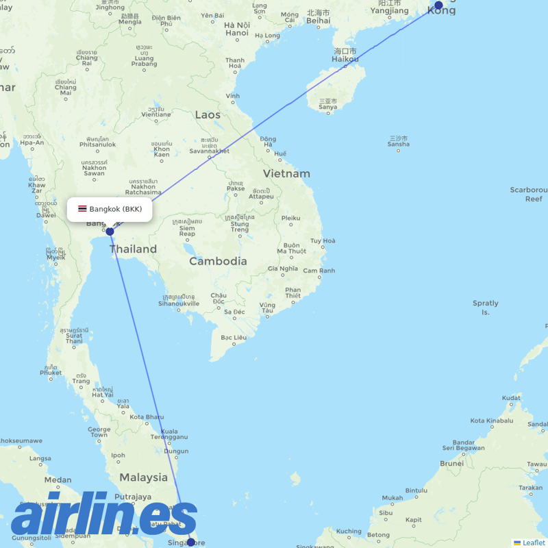 Cathay Pacific from Suvarnabhumi Airport destination map