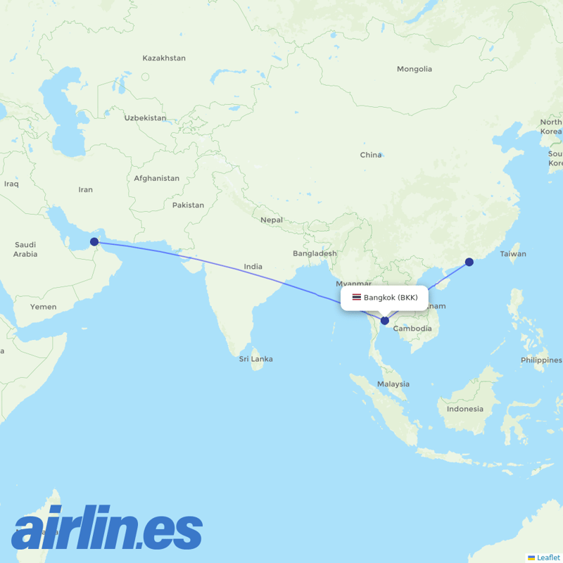 Emirates from Suvarnabhumi Airport destination map