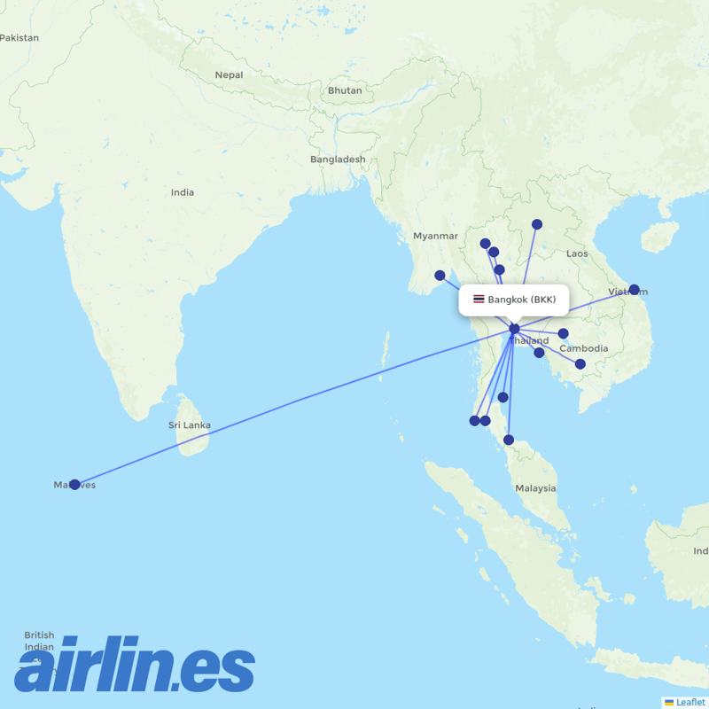 Bangkok Airways from Suvarnabhumi Airport destination map