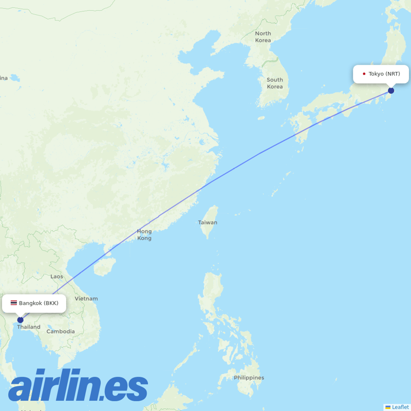 Zipair Tokyo from Suvarnabhumi Airport destination map