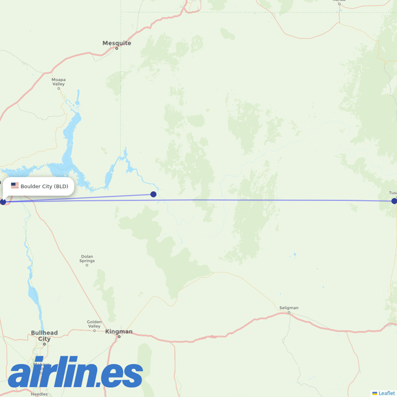 Scenic Airlines from Boulder City Municipal Airport destination map
