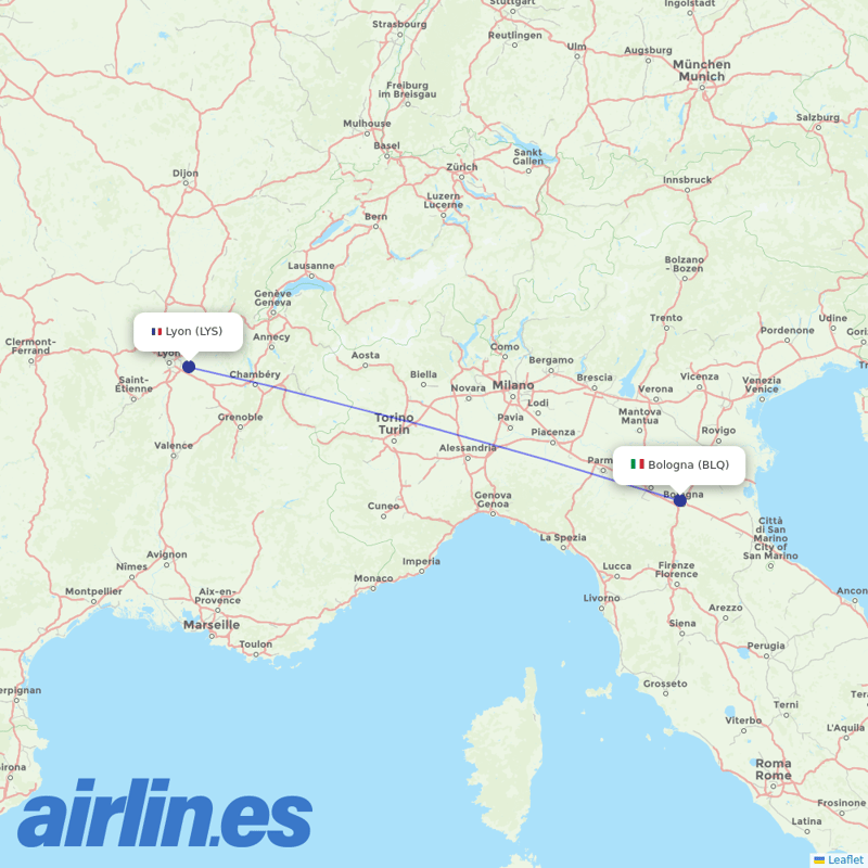 Transcarga from Bologna Guglielmo Marconi Airport destination map