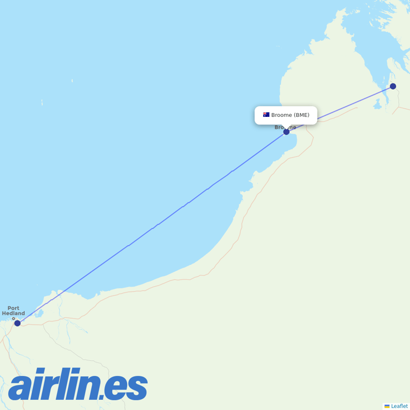 Aviair from Broome destination map
