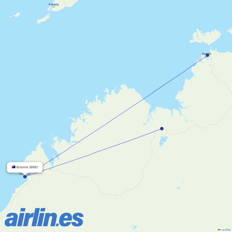 Airnorth from Broome destination map