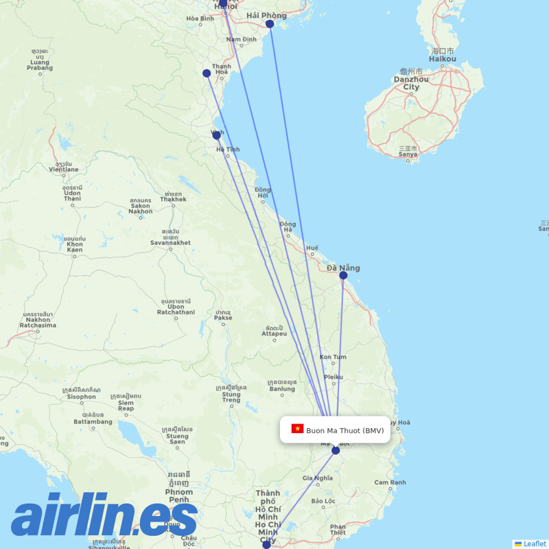 VietJet Air from Banmethuot destination map