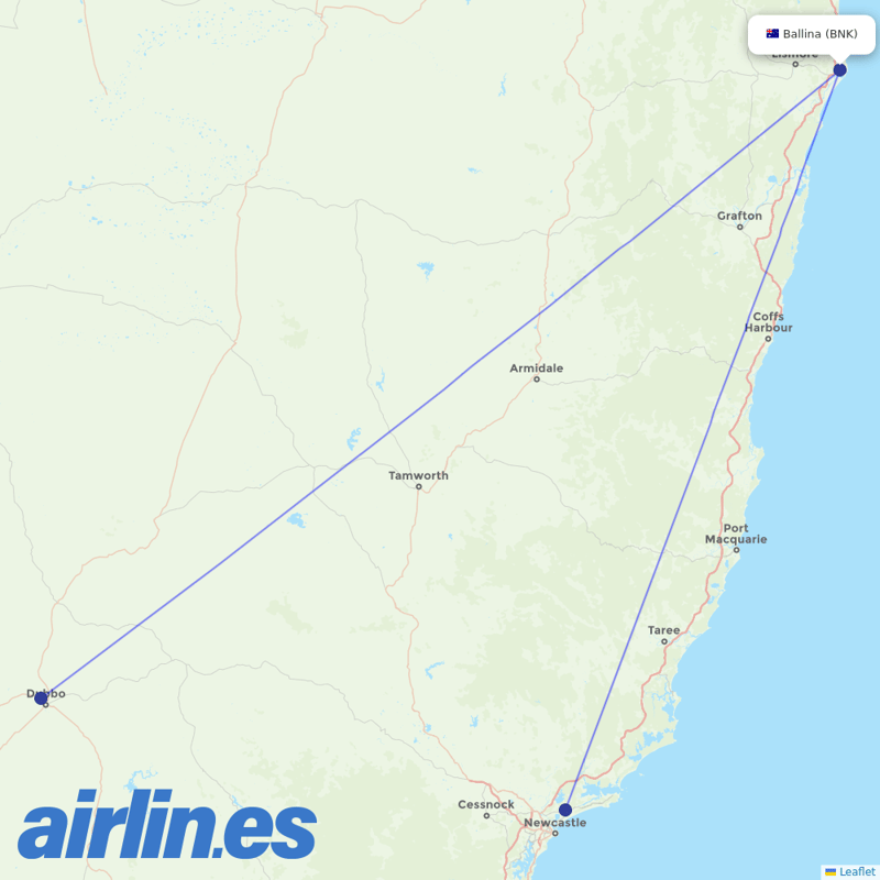 FlyPelican from Ballina destination map