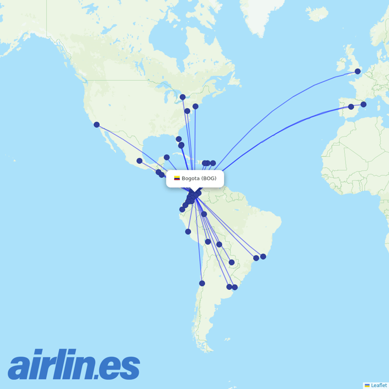 AVIANCA from El Dorado International Airport destination map