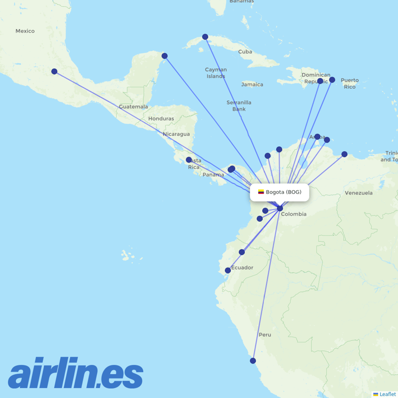 Wingo from El Dorado International Airport destination map