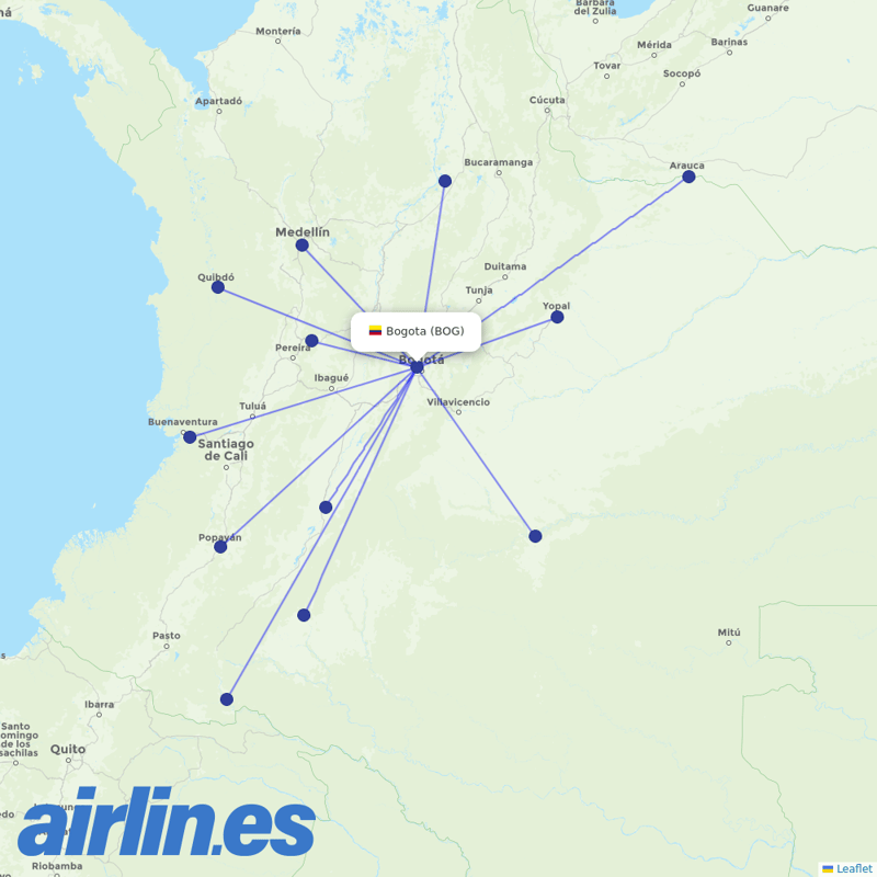 EasyFly from El Dorado International Airport destination map