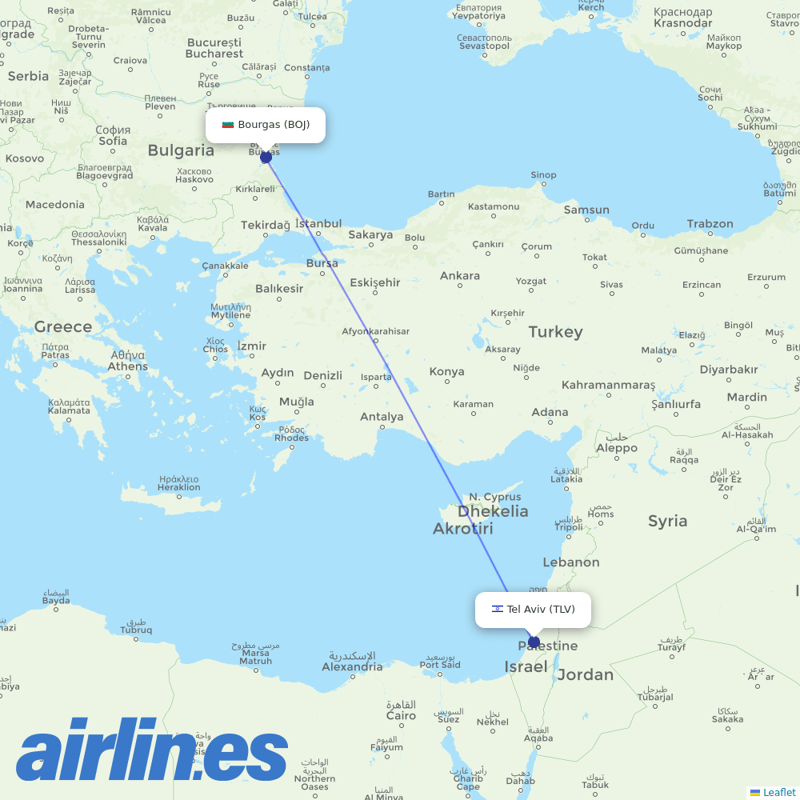 Blue Dart Aviation from Burgas destination map