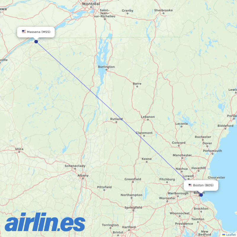Boutique Air from General Edward Lawrence Logan International destination map