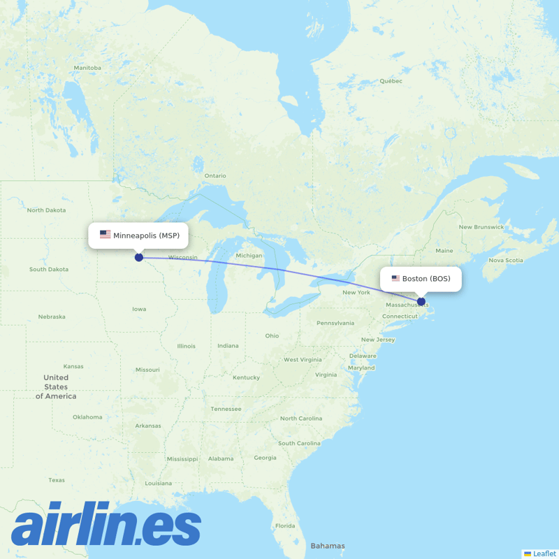 Sun Country Airlines from General Edward Lawrence Logan International destination map