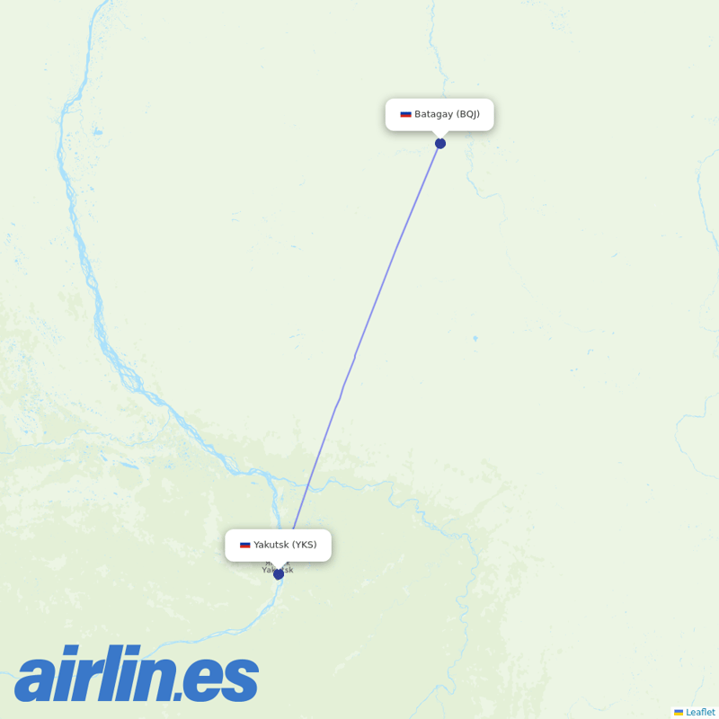 Polar Airlines from Batagay Airport destination map