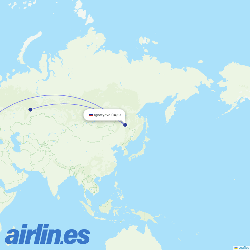 Ural Airlines from Blagoveschensk destination map