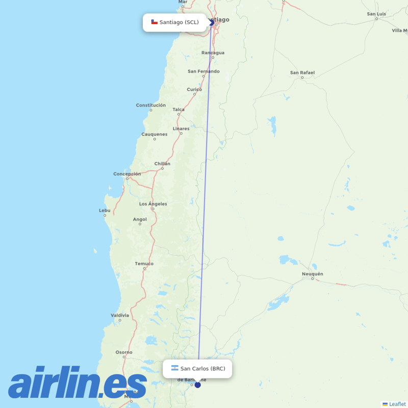 Sky Airline from San Carlos destination map
