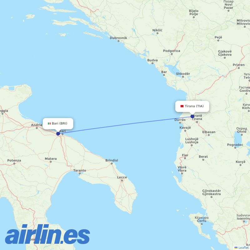 Albawings from Bari Airport destination map