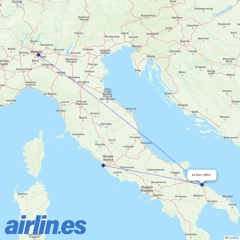ITA Airways from Bari Airport destination map