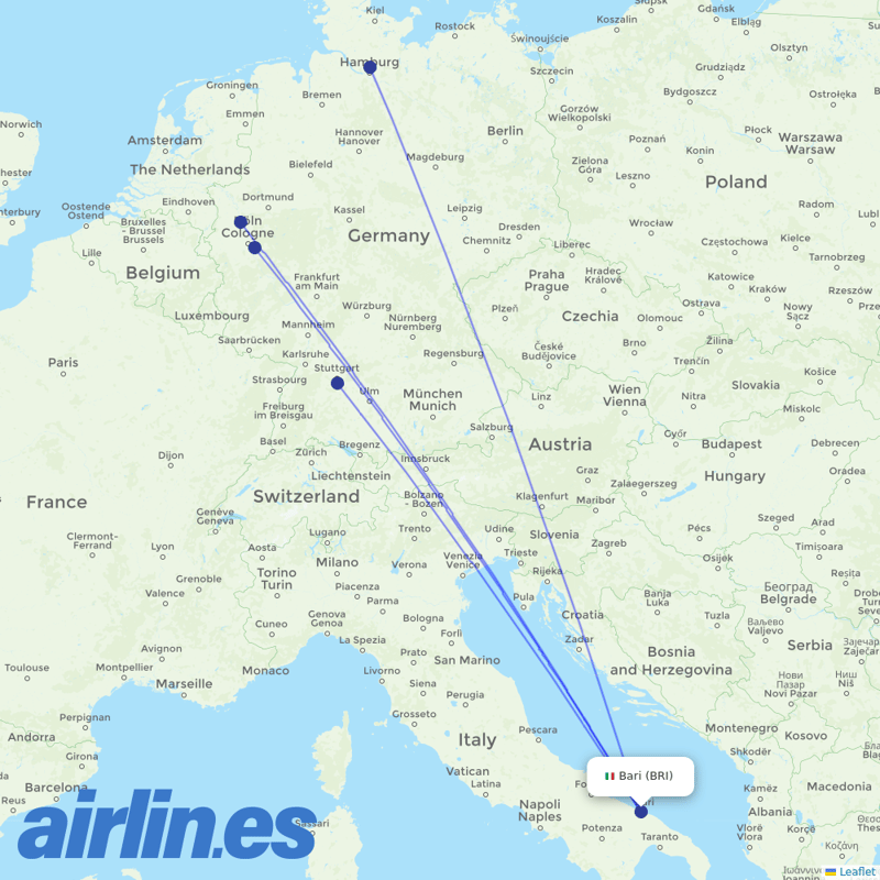Eurowings from Bari Airport destination map