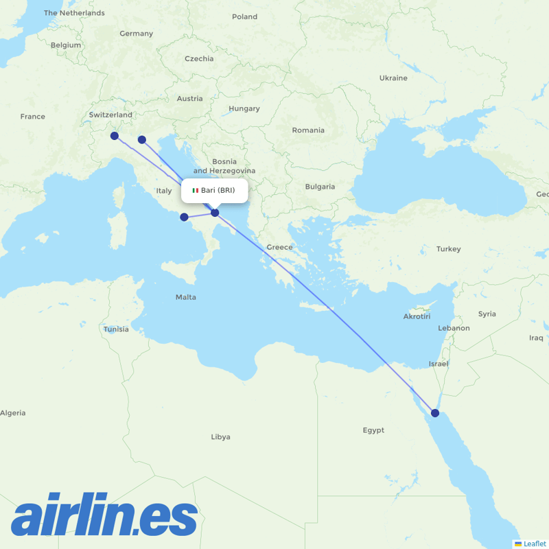 Neos from Bari Airport destination map