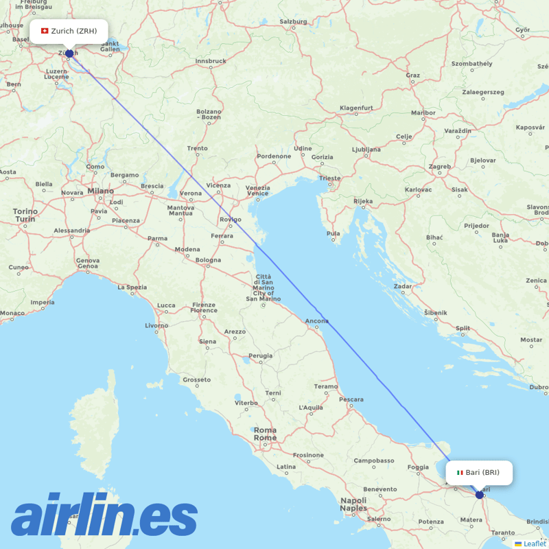 Edelweiss Air from Bari Airport destination map